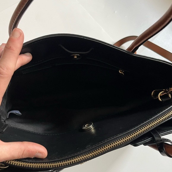 Nine West dark & light brown leather handbag with removeable adjustable straps - Picture 11 of 16